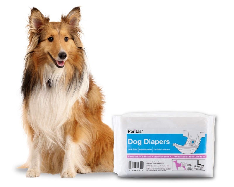 Peritas Disposable Dog Diapers | Female Dog Diapers |Puppy Diapers, Diapers for Dogs in Heat, or Dog Incontinence Diapers (12 Count, Large) - Image 5